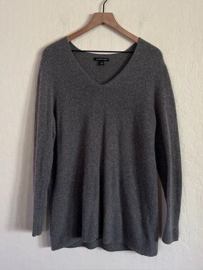 41 Hawthorn 100% Cashmere V-Neck Tunic Sweater Plus Size 3X Gray Minimalist Cozy